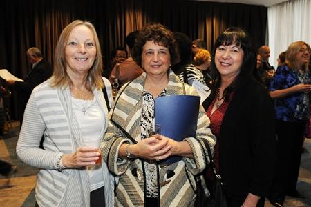 On hand to celebrate are (from left) Ruthann Edwards, Frances Rispoli and Linda Holman, retirees from PS 170 in Bay Ridge. photo by Jonathan Fickies
