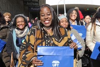 making-a-difference UFT members from northern Manhattan, led by District 5 Representative Zina Burto