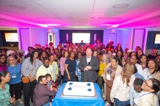 Attendees at the 2025 UFT HERstory brunch gather to celebrate the union's  65th birthday. 