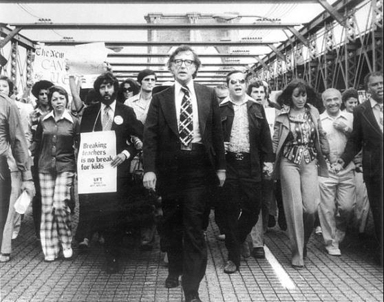 Shanker leads UFT march across Brooklyn Bridge Shanker leads UFT march across Brooklyn Bridge